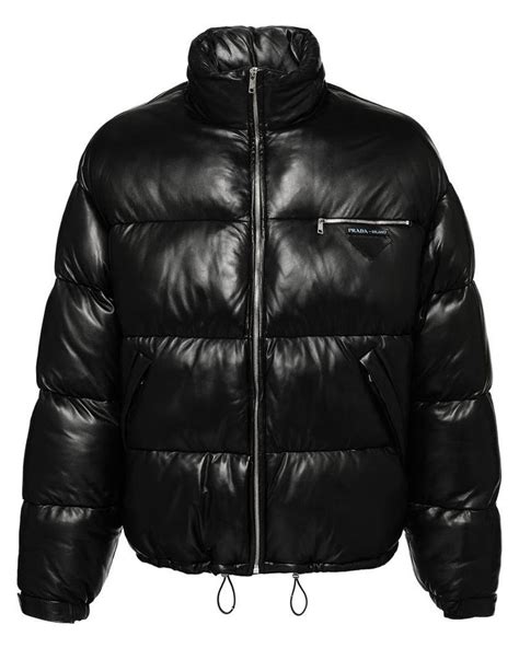 prada leather puffer|farfetch Prada coats.